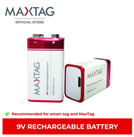 MaxTag 9V 1000 mAh Li-ion USB Type-C Rechargeable Battery