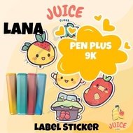 【100% ORIGINAL】LANA PEN PLUS 9000 TIEGUANYIN cute cartoon fruit sticker 0.9CM - 9CM DISPOSABLE label