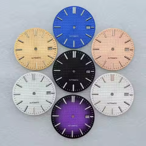 31.8mm No Logo Waffle Purple Watch Dial Emboss For AP Royal Oak Seiko NH35/36 Automatic Movement Gre