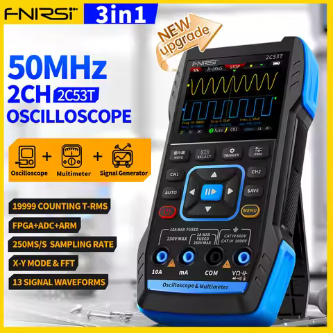 FNIRSI 2C53T 2C23T Upgrade 3in1 Oscilloscope Multimeter Signal Generator 50MHz Bandwidth 250MS Rate