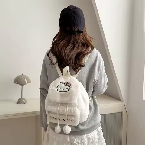 Sanrio Cartoon Embroidery Stuffed Backpack Cute Hello Kitty Kuromi Melody High-capacity Backpack for