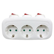 wsustore--1 to 3 Way Extension Socket with ON/OFF Switch Universal Germany France Standard AC Outlet