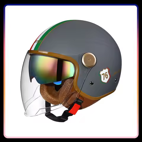 DOT Approved Retro Semi-open Helmets Double Visor Men Women 3/4 Open Half Helmet Vintage Jet Moto He