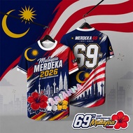 Hari Merdeka 2026 Malaysia T-Shirt. 69th Independence Day Jalur Gemilang Patriotic Tee. Full Sublima