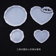 DIY Epoxy Resin Mold Heart-Shaped Cut Triangle Cut Round Table Coaster Ornament Decoration  Silicone Mold