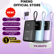 Baru NEW Pineng Power Bank pn892pd 20000mAh PD 22.5W 20W Fast Charging/cepat mengecas Powerbank Buil