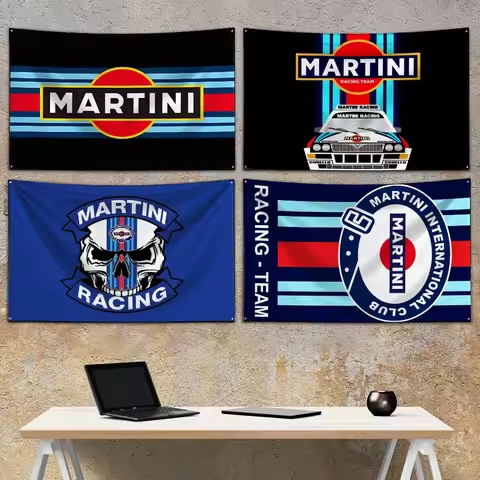 3x5 Ft Martini Stripe Racing Flag Polyester Digital Printing Banner For Garage or Out door Decoratio
