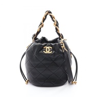 【二手】香奈兒 (Chanel) 絎縫雙肩包 黑色皮革 絎縫雙肩包 鏈條雙肩包 女士二手 A