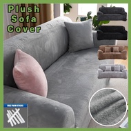 1/2/3/4 Seater Plush Sofa Cover Elastic Sarung Sofa L Shape Stretch Case Sofa Slipcover Sofa Cushion Cover Seat Cover