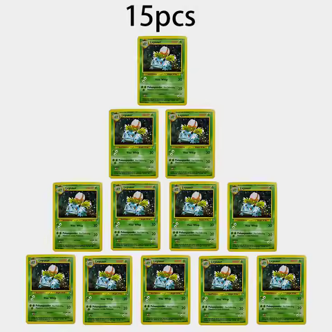 15Pcs Anime Ivysaur Flash Cards Vintage Base Set Holo Trading Cards Classic Collectible Game Card Co