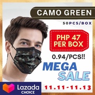 COD▲ESG Celebration Camo green Color Surgical Facemask 3ply FDA Approved Medical Grade Face Mask 50p