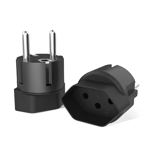 2pcs Swiss Switzerland to EU Travel Plug Adapter, Schuko Germany, France Plug Adapter Converter Elec