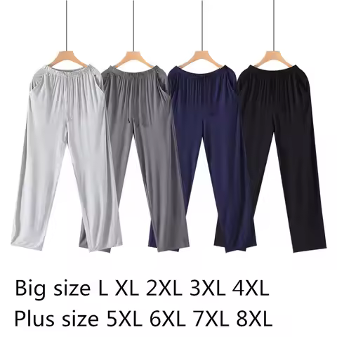 Big Size Pajamas Pants Men Modal Sleepwear Soft Sleeping Pants Plus Size Sleep Bottoms Man Home Wear