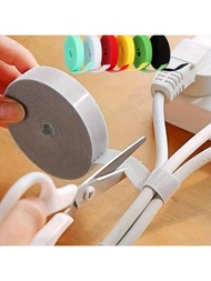 5pcs Multi-Color Reusable Cable Manager - 100-500cm/39.37-196.85in Hook And Loop Straps Wire Tie Tel