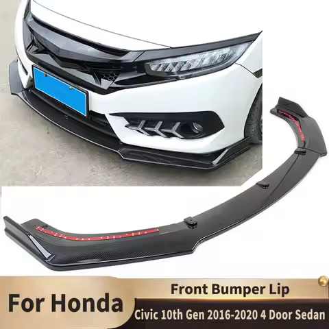 Front Lip Splitter Body Kit for Honda Civic X FC FK 10th Gen 2016-2020 4 Door Sedan Front Shovel Ski