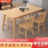 Small Apartment Dining Table Rectangular Nordic Style Home Use Solid Wood Combination Dining Table a