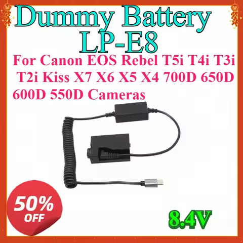 New LP-E8 DR-E8 Dummy Battery Coupler Kit for Canon EOS Rebel T5i T4i T3i T2i Kiss X7 X6 X5 X4 700D 