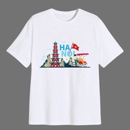 Hanoi unisex T-shirt - White, Black, Gray T-shirt for Men and Women, Down Form, No Ruffles [Vietnam 
