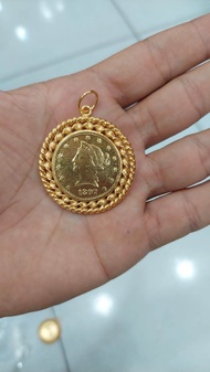Liontin rupiah tempahan 100% mirip dengan emas asli
