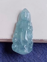 天然翡翠 緬甸 A玉 玉鐲 • 冰種藍翡翠觀音吊墜
