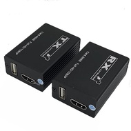 30M HDMI USB KVM Extender over Sing Cat6 Cable HDMI to Ethernet Rj45 Extender with USB for NVR DVR No Power Supply Support Mouse