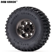 4Pc 1.55" Rubber RC Tires Metal 8 Holes Beadlock Wheel Rims for RC Car
