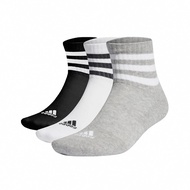 adidas Casual Socks 3S C SPW Mid Black White Gray Stripes 3 Pairs [ACS] IC1318
