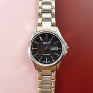 POLO Watch Ladies Gold Stainless Steel Day And Date Display Japan Movement Water Resistant Jam Tanga