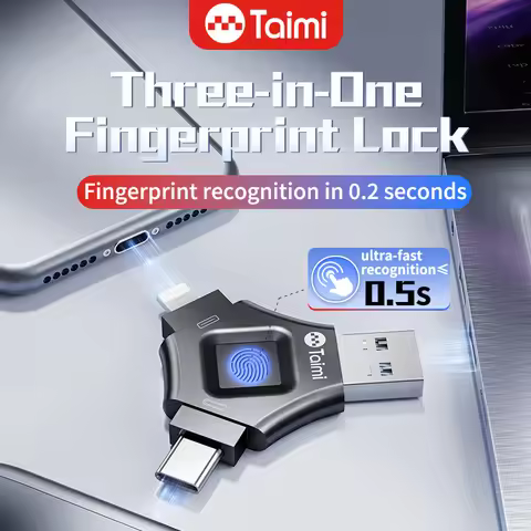 Taimi Fingerprint Encrypted USB Drive Secure Password Protected USB Flash Drive Memory Stick Thumb D