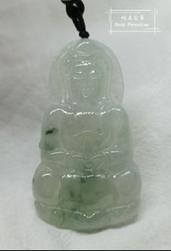 翡翠飾品    冰晴底飄花觀音   $388  包平郵尺寸：62.6 x 35.6 x 5.5mm🧵加$18可配14K包金扣頭🧵🧵加$38可配14K包金扣頭+頸鏈🧵🧵加$128可配18K真金扣頭🧵🌸顏