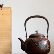鬆月斑紫銅 湯沸 提梁壺 日本銅壺 老銅壺 水注 靈芝摘，浮32