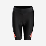 กางเกงปั่นจักรยานขาสั้นสำหรับผู้หญิงรุ่น RC500 (สีดำ/ส้ม Coral)