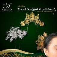 Arinna Cucuk Sanggul I Tradisional Bertudung Cekak Bunga Hijab Pengantin WIth Exclusive Box CS1001