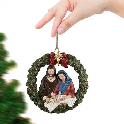 Nativity Christmas Tree Pendant Jesus Christ Hanging Ornaments New Year Acrylic Indoor Nativity Scen