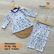 Nanaku Baby - Jual Setelan Piyama Bayi Murah Lengan Panjang Kancing Depan Variasi Kucing Anggora Rek
