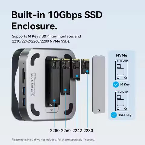 Vention USB HUB Docking Station for Mac Mini M4 Pro DP 4K@240Hz M.2 NVMe SSD USB 3.2 10Gbps 3.5MM SD