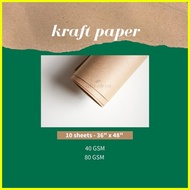 【hot sale】 [10 sheets] Kraft Paper / Natural (Eco Friendly) (36 x 48) / 40 GSM / 80 GSM