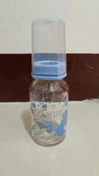 德國 NUK 一般口徑玻璃印花奶瓶 藍色 125ml 標準口玻璃奶瓶 玻璃奶瓶 二手奶瓶 1140423