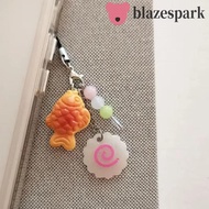 BLAZESPARK Fish Cake Keychain, Pink Squid Roll Japanese Food Taiyaki Pendant, Phone Lanyard Kawaii B
