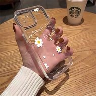 White English Full Screen Little Chrysanthemum Space Phone Case For iPhone 7 8 Plus XS MAX X XR 14 Pro Max 11 12 13 15 Pro Max SE 2020 Cover Shockproof Clear