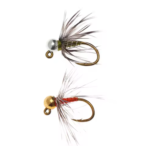4pcs #12#14#16 Tungsten Beadhead Jig Nymph Fly Grizzly Hackle Euro Nymph Jig Hook Trout Perch Grayli