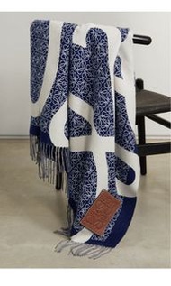 Loewe blanket 25% off (loewe fringed leather-trimmed wool-jacquard blanket) 代購 七五折