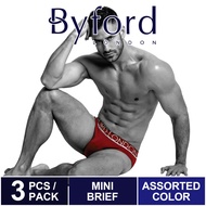 boxer lelaki (3 Pcs) Byford Men Brief Bamboo Spandex Men Underwear Assorted Colours - BUB653M