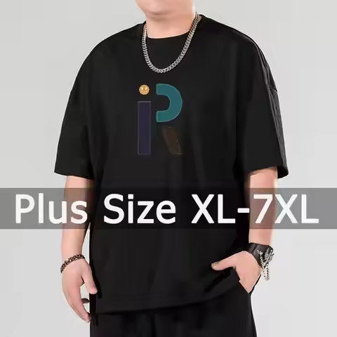Men Oversized Tees Plus Size 4XL 5XL 6XL 7XL Printed T-shirt for 110-175kg Summer Cotton T-shirt Rou