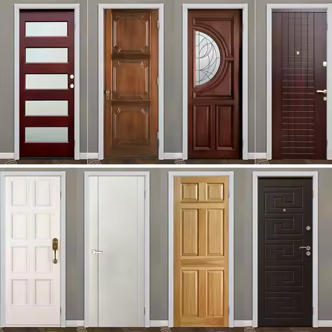 3D Realistic Wood Design Door Stickers, New Design Removable Retro Brown Wood Grain Printed Home Doo