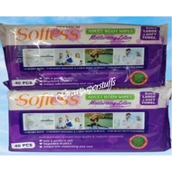 (40s x 10packs + Free 3gifts) Softess Moisturising Lotion Adult Body Wipes 40s -Promo till 15/11