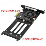 PCIe 5.0 X4 to E1.S E3.S EDSFF GEN-Z SSD Adapter Card With Cooling Fan For Desktop PC