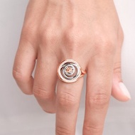 摩根石螺旋求婚訂婚鑽石戒指套裝 14k金圓環新娘結婚2合1戒指指環