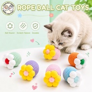 Cat Toy Flower Ball with Bell Plush Rope Ball 4.5cm for Indoor Cats Kittens Mainan Kucing