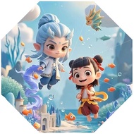 Thickened Sunscreen Nezha Aobing Automatic Aobing Vinyl Sunscreen Umbrella Children Sun Umbrella Dua